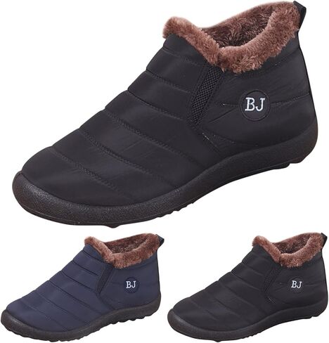 Mens Winter Shoes Waterproof Fur Warm Non-Slip Outdoor Casual Lined Booties Slip on Lined Winter Booties Snow Shoes for Men in Saudi Arabia