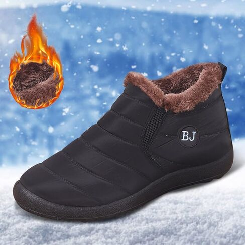 Mens Winter Shoes Waterproof Fur Warm Non-Slip Outdoor Casual Lined Booties Slip on Lined Winter Booties Snow Shoes for Men in Saudi Arabia
