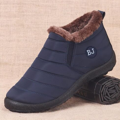Mens Winter Shoes Waterproof Fur Warm Non-Slip Outdoor Casual Lined Booties Slip on Lined Winter Booties Snow Shoes for Men in Saudi Arabia