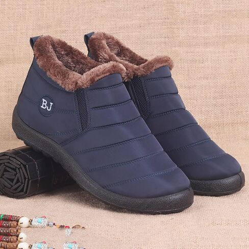 Mens Winter Shoes Waterproof Fur Warm Non-Slip Outdoor Casual Lined Booties Slip on Lined Winter Booties Snow Shoes for Men in Kuwait