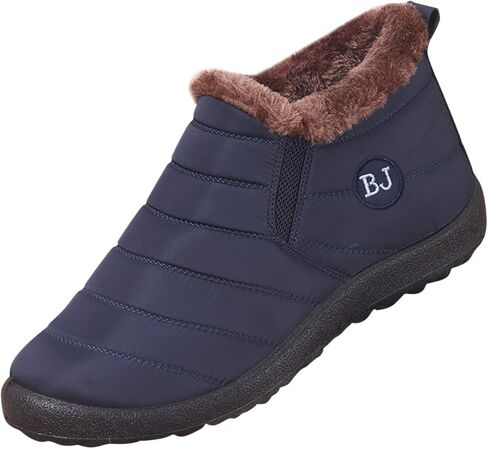 Mens Winter Shoes Waterproof Fur Warm Non-Slip Outdoor Casual Lined Booties Slip on Lined Winter Booties Snow Shoes for Men in Kuwait