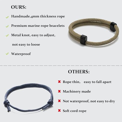 TempBeau Nautical Braided Rope Bracelet Set for Men and Women, 1/2/6/10/12 Pcs Adjustable Braided Cord String Bracelets, Handmade Marine-Inspired Bracelet with Metal Knot, Gift for Him Her in Saudi Arabia