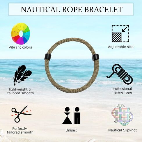 TempBeau Nautical Braided Rope Bracelet Set for Men and Women, 1/2/6/10/12 Pcs Adjustable Braided Cord String Bracelets, Handmade Marine-Inspired Bracelet with Metal Knot, Gift for Him Her in Saudi Arabia