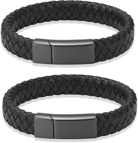 shajwo Cremation Jewelry Urn Bracelet for Ashes for Women Men Keepsake Memorial Cuff Bangle Braided Leather Wristband Bracelet in Saudi Arabia