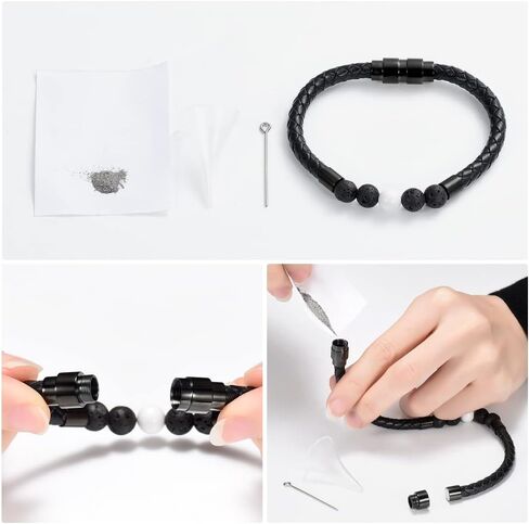 shajwo Cremation Jewelry Urn Bracelet for Ashes for Women Men Keepsake Memorial Cuff Bangle Braided Leather Wristband Bracelet in Saudi Arabia