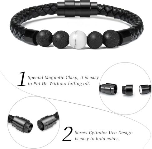 shajwo Cremation Jewelry Urn Bracelet for Ashes for Women Men Keepsake Memorial Cuff Bangle Braided Leather Wristband Bracelet in Saudi Arabia