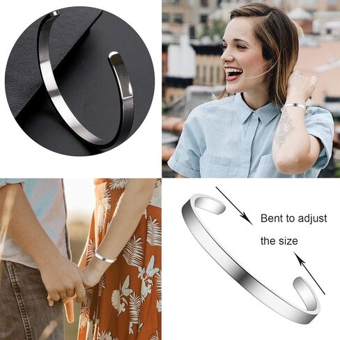 Enni of York Inspirational Cuff Bracelet Bangle Keep Going Motivational Mantra Quote Stainless Steel Engraved Best Friend Sister Gift for Women Teen Girls with Hidden Message in Kuwait