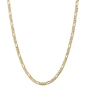 Solid 14k Yellow Gold 4.50mm Concave Open Figaro Chain Necklace - with Secure Lobster Lock Clasp in Kuwait