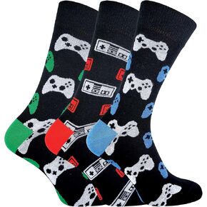 Mens Retro Gaming Funky Novelty Cotton Video Game Adult Crew Socks 7-12 | 3 Pack in Kuwait