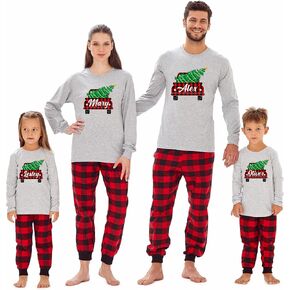 Christmas Red Plaid Truck Matching Family Long Sleeve Shirt in Kuwait