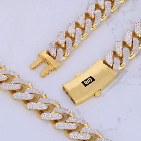 Nuragold 10k Yellow Gold 13mm Monaco Miami Cuban Diamond Cut Pave Link Chain Bracelet, Mens Jewelry Fancy Box Clasp 8" 8.5" 9" in Saudi Arabia