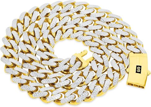 Nuragold 10k Yellow Gold 13mm Monaco Miami Cuban Diamond Cut Pave Link Chain Bracelet, Mens Jewelry Fancy Box Clasp 8" 8.5" 9" in Saudi Arabia