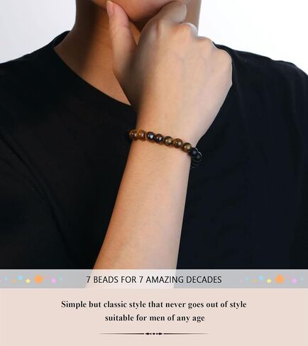 UPROMI 21st/30th/40th/50th/60th/70th Birthday Gifts for Him, Elastic Rope Bracelet for Men in Saudi Arabia