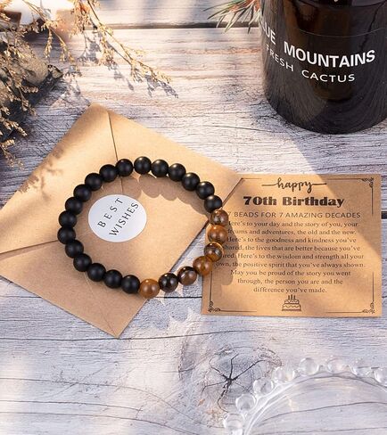 UPROMI 21st/30th/40th/50th/60th/70th Birthday Gifts for Him, Elastic Rope Bracelet for Men in Saudi Arabia