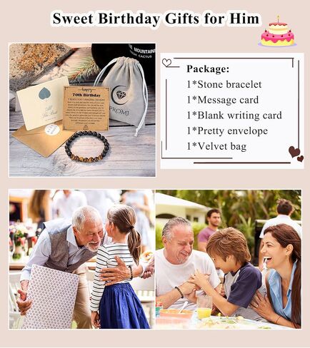UPROMI 21st/30th/40th/50th/60th/70th Birthday Gifts for Him, Elastic Rope Bracelet for Men in Saudi Arabia