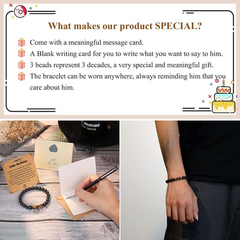 UPROMI 21st/30th/40th/50th/60th/70th Birthday Gifts for Him, Elastic Rope Bracelet for Men in Kuwait