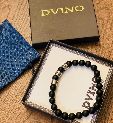 Personalized Engraved Mens Black onyx Stone Bracelet with Names -Black Matte Onyx Kids Names Bracelet - Family Name Bracelet Anniversary, Birthday Gift in Saudi Arabia