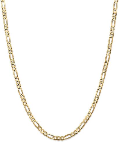Solid 14k Yellow Gold 4.50mm Concave Open Figaro Chain Necklace - with Secure Lobster Lock Clasp in Kuwait