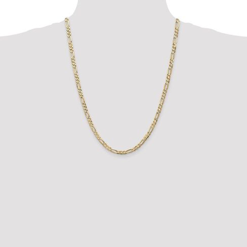 Solid 14k Yellow Gold 4.50mm Concave Open Figaro Chain Necklace - with Secure Lobster Lock Clasp in Kuwait