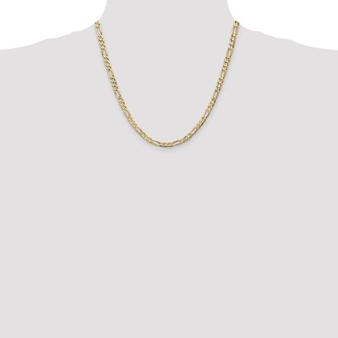 Solid 14k Yellow Gold 4.50mm Concave Open Figaro Chain Necklace - with Secure Lobster Lock Clasp in Kuwait