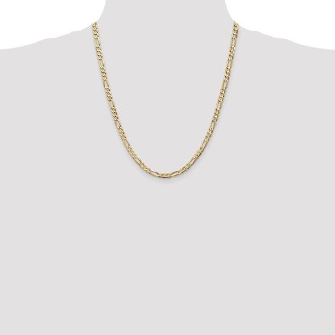 Solid 14k Yellow Gold 4.50mm Concave Open Figaro Chain Necklace - with Secure Lobster Lock Clasp in Kuwait