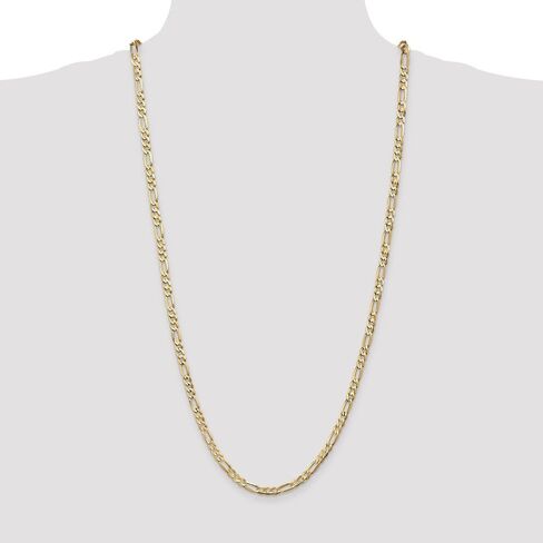 Solid 14k Yellow Gold 4.50mm Concave Open Figaro Chain Necklace - with Secure Lobster Lock Clasp in Kuwait