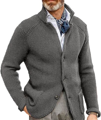 Sweater Jacket Men's Commute Jacket-Casual Autumn Windproof Jacket Thicken Winter Stand Collar Trench Coat Sweatshirt in Kuwait