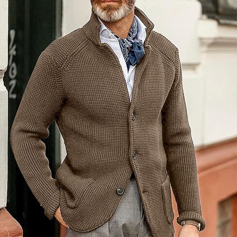 Sweater Jacket Men's Commute Jacket-Casual Autumn Windproof Jacket Thicken Winter Stand Collar Trench Coat Sweatshirt in Saudi Arabia