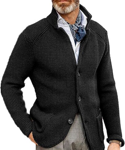 Sweater Jacket Men's Commute Jacket-Casual Autumn Windproof Jacket Thicken Winter Stand Collar Trench Coat Sweatshirt in Kuwait