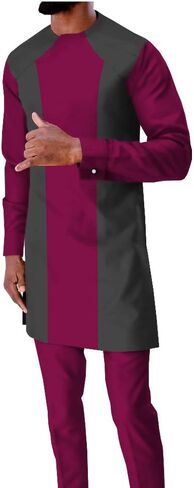 African Traditional Clothing for Men Tracksuit Long Sleeve Shirts and Ankara Pants Dashiki Outfits Crop Top Wax Attire in Saudi Arabia