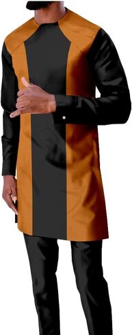 African Traditional Clothing for Men Tracksuit Long Sleeve Shirts and Ankara Pants Dashiki Outfits Crop Top Wax Attire in Saudi Arabia