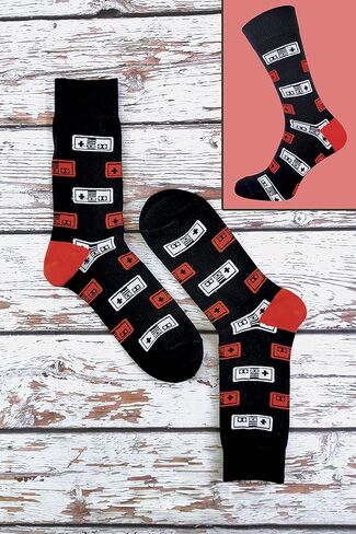 Mens Retro Gaming Funky Novelty Cotton Video Game Adult Crew Socks 7-12 | 3 Pack in Kuwait