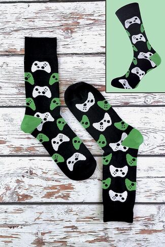 Mens Retro Gaming Funky Novelty Cotton Video Game Adult Crew Socks 7-12 | 3 Pack in Kuwait