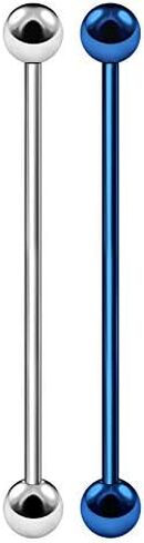 BIG GAUGES Pair of 316L Surgical Steel Anodized 14g Gauge 1.6mm Industrial Ear Plug 1 1/2"(38mm) Barbell Scaffold Bar Piercing Jewelry in Saudi Arabia