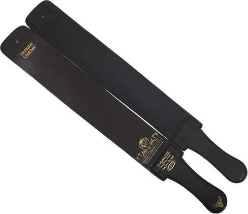 Professional Gold Quality Sharpening Strop Made of Cowhide Real Leather 3" Wide and 22" Long With 2 Professional Quality Old Fashion Titanium Straight Razors-541 in Saudi Arabia