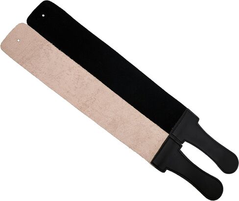 Professional Gold Quality Sharpening Strop Made of Cowhide Real Leather 3" Wide and 22" Long With 2 Professional Quality Old Fashion Titanium Straight Razors-541 in Saudi Arabia