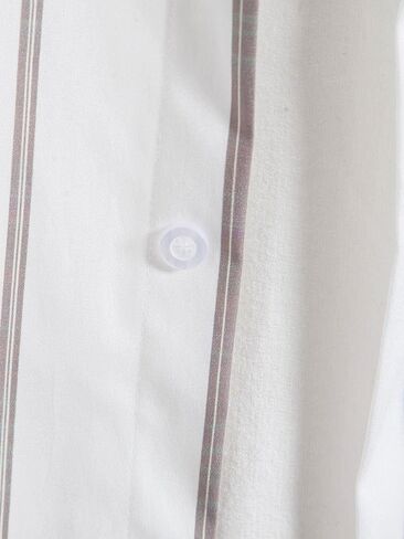 قميص عمل رجالي من Floerns بطباعة مخططة وأكمام طويلة وأزرار سفلية بمقاس عادي in Kuwait