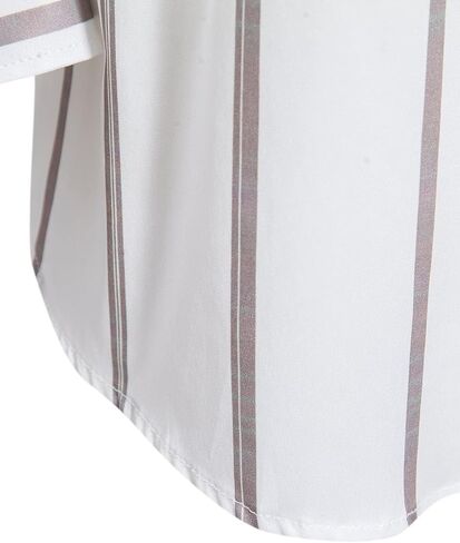 قميص عمل رجالي من Floerns بطباعة مخططة وأكمام طويلة وأزرار سفلية بمقاس عادي in Kuwait