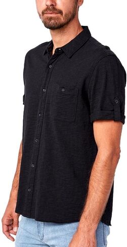 PAIGE Men's Brayden Short Sleeve Shirt with Roll Tab in Kuwait