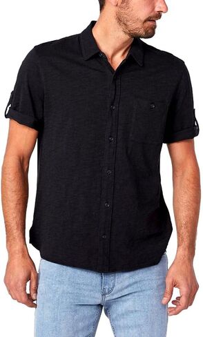 PAIGE Men's Brayden Short Sleeve Shirt with Roll Tab in Kuwait