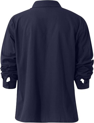 Ymosrh Mens Long Sleeved Shirt Summer Men's Casual Cotton Linen Solid Color Sleeve Shirts Loose T-Shirts for Men in Kuwait