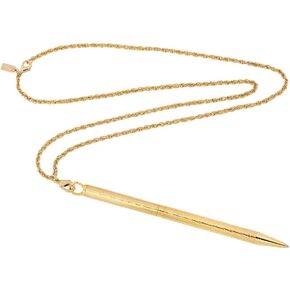 1928 Jewelry Mid Century Inspired Textured Barrel Ball Point Pen Necklace 28 Inch, 14K Gold Dipped in Kuwait
