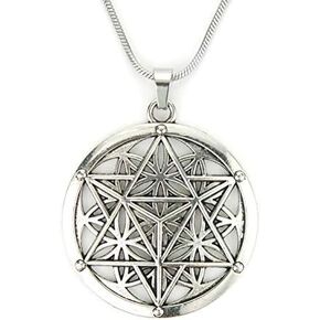 Merkabah on Flower of Life Necklace, Sacred Geometry Merkaba Pendant Merkavah on Stainless Snake Chain in Kuwait