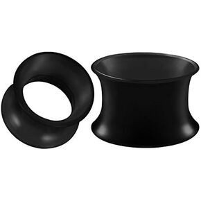BIG GAUGES Pair of Silicone Black Thin Double Flared Saddle Piercing Jewelry Stretcher Ear Plugs Earring Lobe Flesh Tunnel in Saudi Arabia