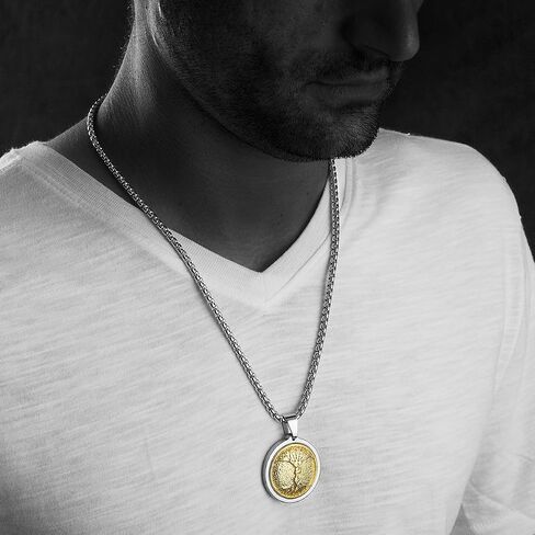 GESTALT COUTURE Unique Tungsten Medallion Necklace. Stainless Steel Tree of Life Inlay with 18kt Gold Plating. in Saudi Arabia