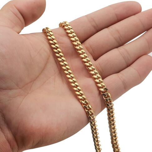 JovJewelry رجالي ثقيل ميامي الكوبي سلسلة ربط قلادة من الفولاذ المقاوم للصدأ 18 قيراط مطلية بالذهب الهيب هوب مجوهرات للرجال النساء واسعة 6 مم / 10 مم / 14 مم مع بلينغ تشيكوسلوفاكيا الماس مشبك قلادة أو سوار in Saudi Arabia