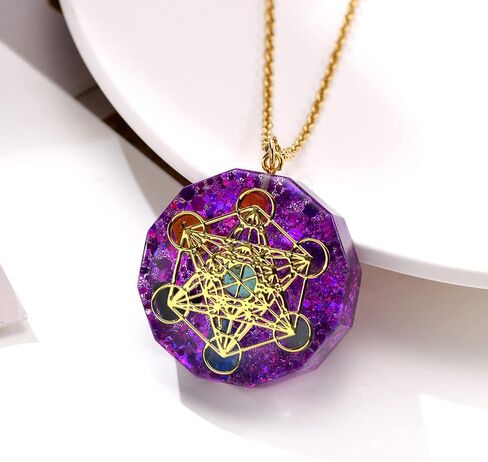 Mens Metatron's Cube Symbol Medal Necklace,Stainless Steel Sacred Geometry Spiritual Talisman Pendant,24" Chain in Kuwait