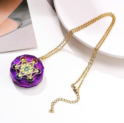 Mens Metatron's Cube Symbol Medal Necklace,Stainless Steel Sacred Geometry Spiritual Talisman Pendant,24" Chain in Kuwait