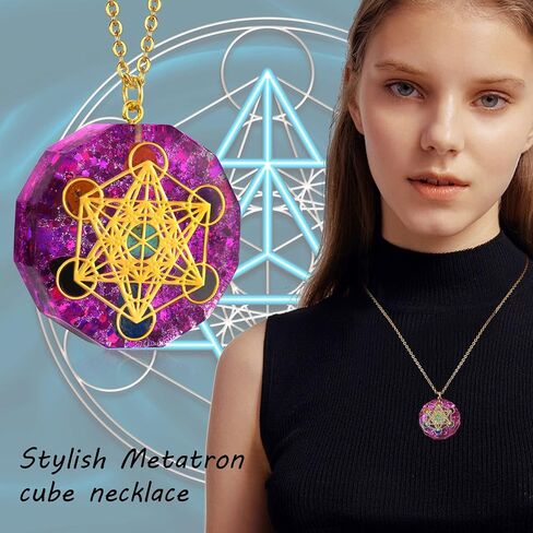 Mens Metatron's Cube Symbol Medal Necklace,Stainless Steel Sacred Geometry Spiritual Talisman Pendant,24" Chain in Kuwait