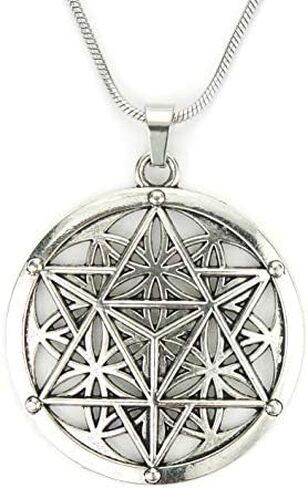 Merkabah on Flower of Life Necklace, Sacred Geometry Merkaba Pendant Merkavah on Stainless Snake Chain in Kuwait